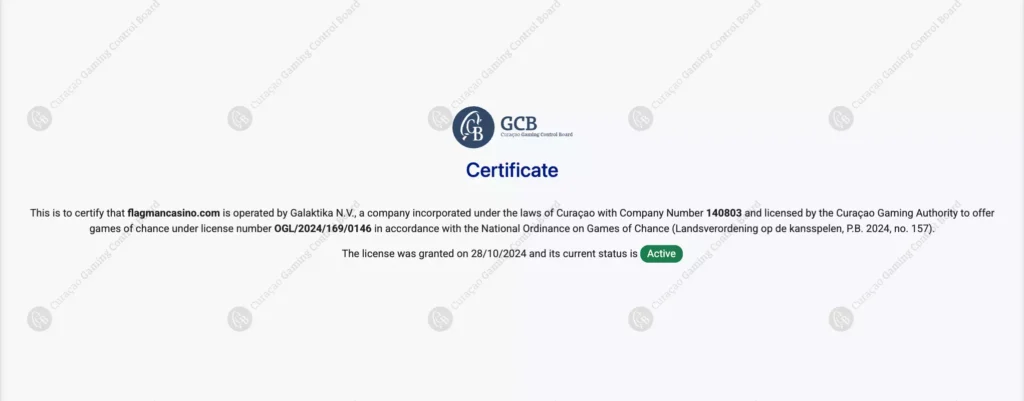Лицензия казино Флагман